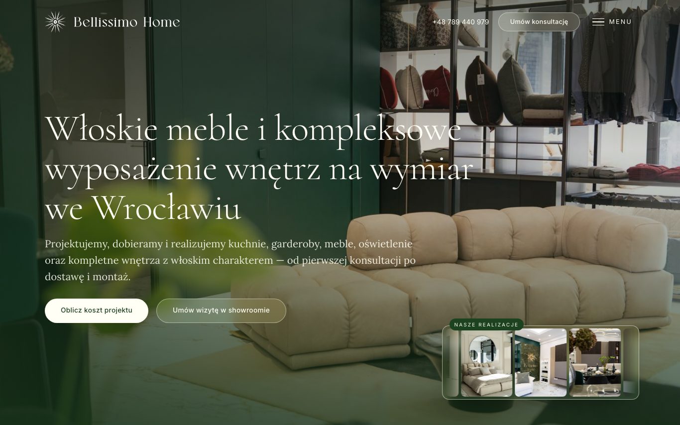 Сайт Bellissimo Home — меблі та інтер'єри